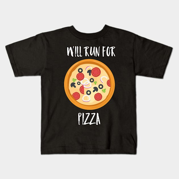 Will run for pizza Kids T-Shirt by Cleopsys